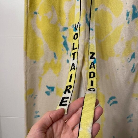 NWT Zadig & Voltaire Tie Dye Steevy Cashmere Pants Joggers Yellow Blue Medium - Picture 5 of 16